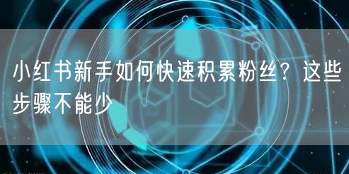 小红书新手如何快速积累粉丝？这些步骤不能少