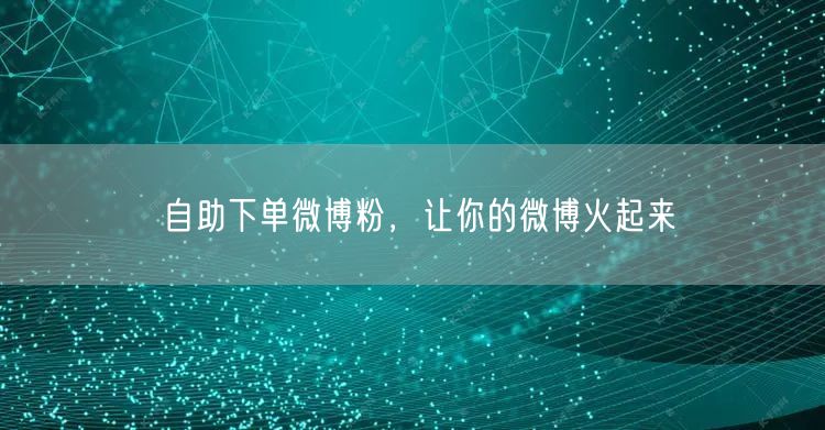 自助下单微博粉，让你的微博火起来